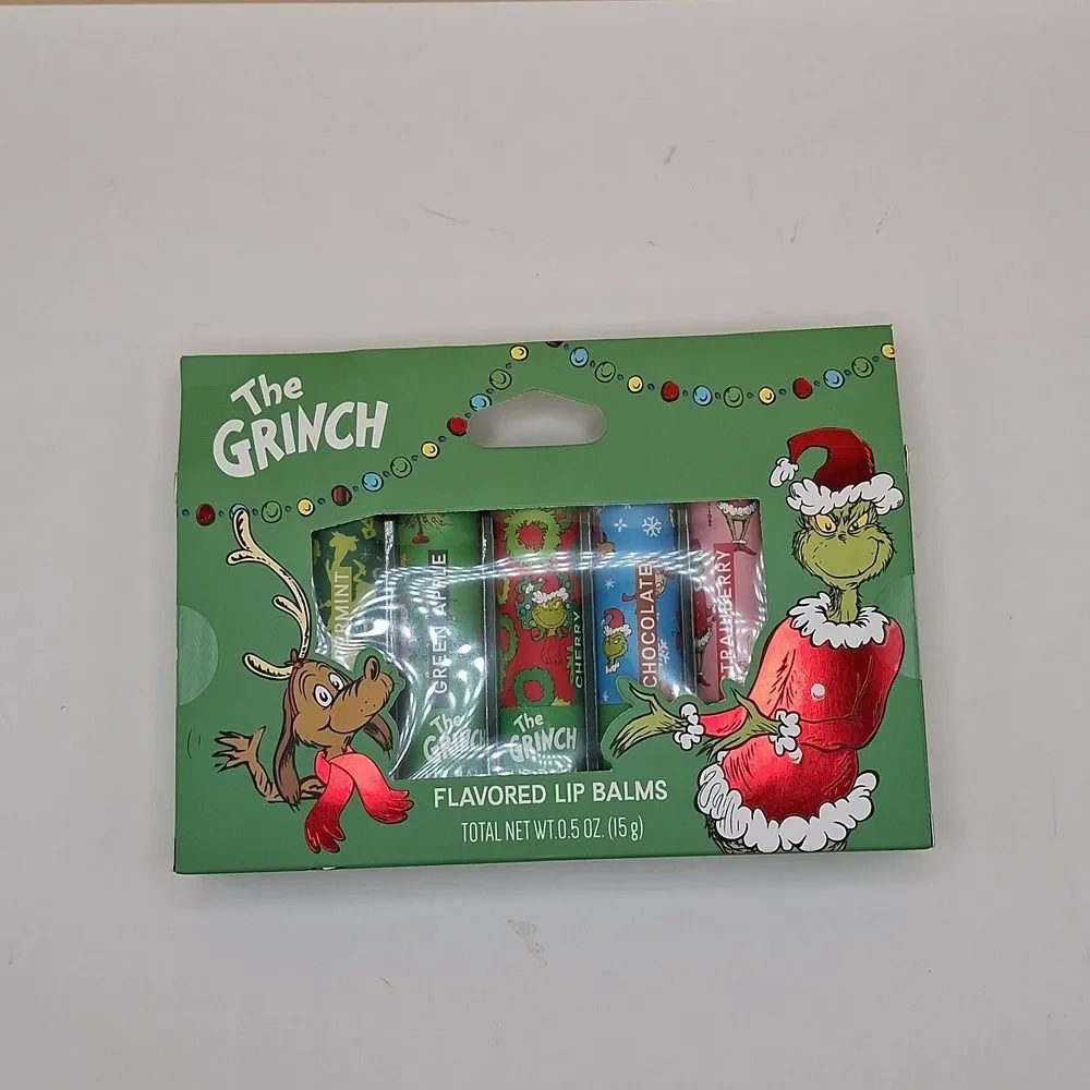 The Grinch flavored lip balm 5 pack Christmas theme chapstick